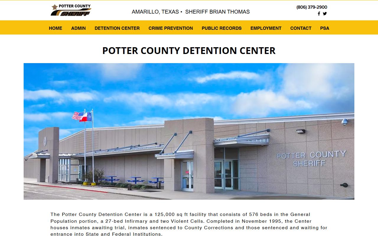 Potter County Detention Center jail roster visitation and mail information